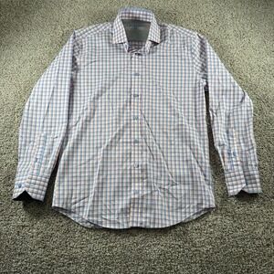 Twillory Shirt Mens 15.5 32-33 Pink‎ Blue Long Sleeve Performance Tailored Fit
